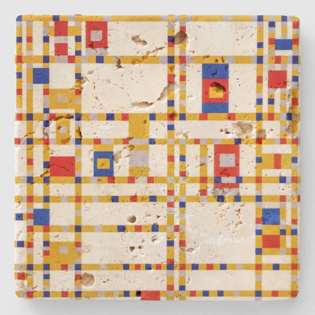 Posavasos De Piedra Broadway Boogie Woogie | Piet Mondrian | (Anverso)
