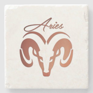 Posavasos De Piedra Bronze Aries el Ram Zodiac