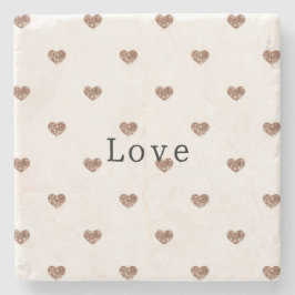 Posavasos De Piedra Brown Sugar Glitter Hearts Love Valentine's
