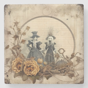 Posavasos De Piedra Brujería de Halloween vintage (12)
