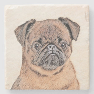 Posavasos De Piedra Bruselas Griffon Smooth Painting Original Dog Art