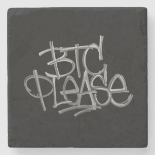 Posavasos De Piedra "BTC Please" (Negro)