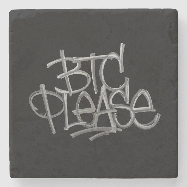 Posavasos De Piedra "BTC Please" (Negro) (Anverso)