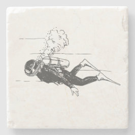 Posavasos De Piedra Buceador de Scuba