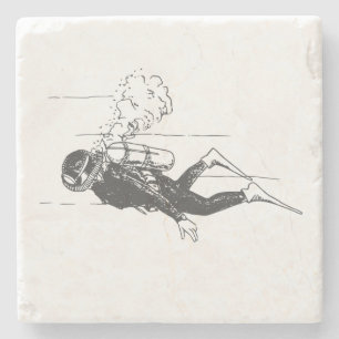 Posavasos De Piedra Buceador de Scuba