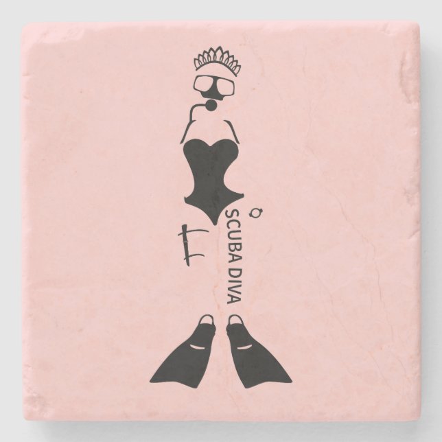 Posavasos De Piedra Buceo de Scuba Diva (Anverso)