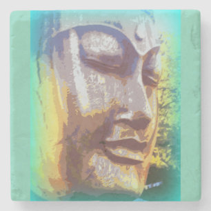 Posavasos De Piedra Buda hace frente a verde