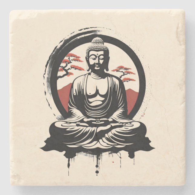 Posavasos De Piedra Buda japonés Zen (Anverso)
