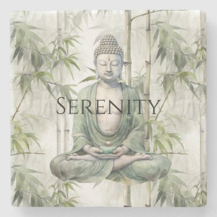 Posavasos De Piedra Buda Serenidad de Bambú Verde