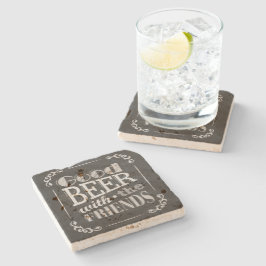 Posavasos De Piedra Buena Cerveza Con Amigos Reposapiés de Piedra