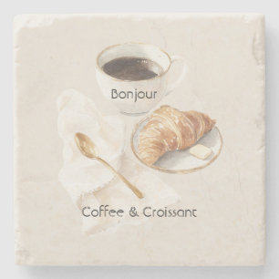 Posavasos De Piedra Buenos días Croissant & Café