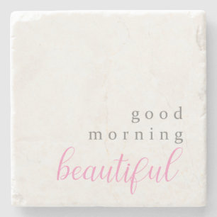 Posavasos De Piedra Buenos días hermoso mensaje positivo simple