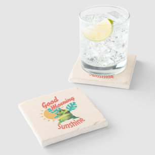 Posavasos De Piedra Buenos Días Sol Funny Camaleón