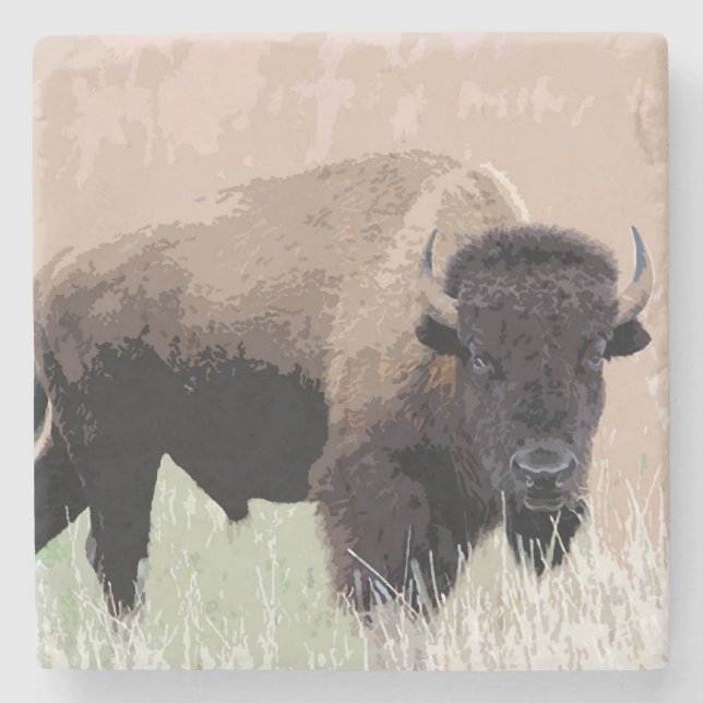 Posavasos De Piedra Búfalo / Bison (Anverso)
