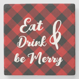 Posavasos De Piedra Búfalo Negro Rojo Gingham Check Stone Coaster
