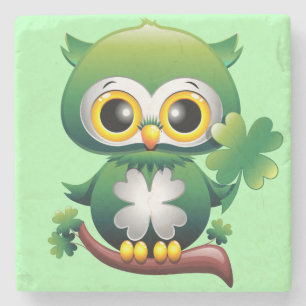 Posavasos De Piedra Búho Bebé Lindo St Patrick Cartoon