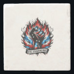 Posavasos De Piedra Built From Fire – Patriotic Black Power Fist<br><div class="desc">Born from struggle,  standing in freedom. This powerful graffiti-inspired design features a raised Black fist rising from patriotic flames,  with the words “Built From Fire – Still Standing Free.” A bold tribute to strength,  independence,  and Black American pride. Transparent background for clean printing on all products.</div>