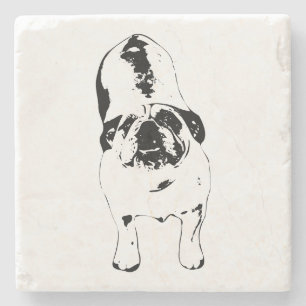 Posavasos De Piedra Bulldog: búsqueda, B&W negrita