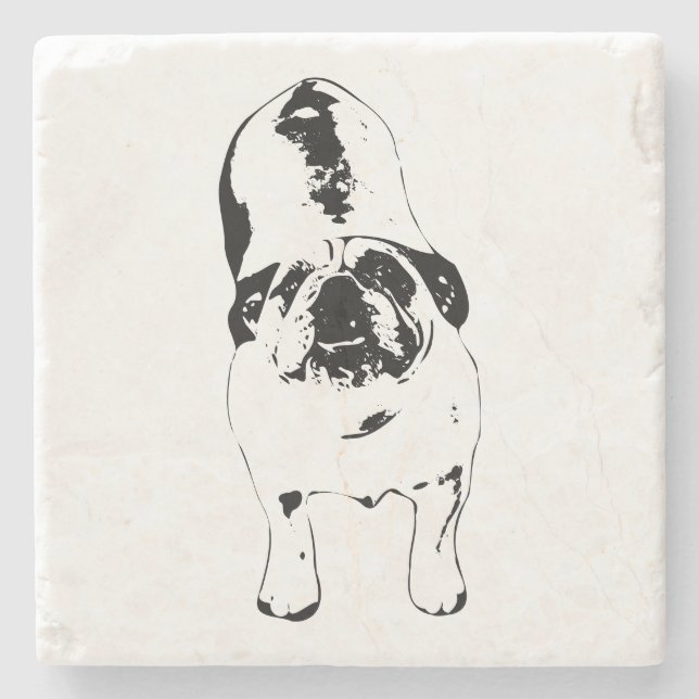 Posavasos De Piedra Bulldog: búsqueda, B&W negrita (Anverso)