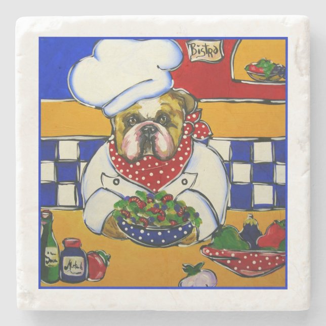 Posavasos De Piedra Bulldog Chef (Anverso)
