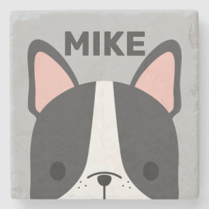 Posavasos De Piedra Bulldog francés lindo con nombre personalizado