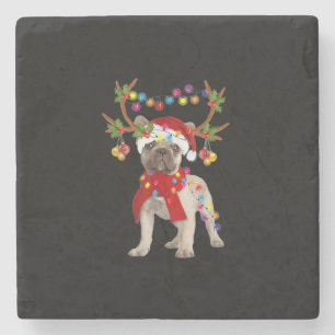 Posavasos De Piedra Bulldog francés: magnífico árbol de navidad de ren