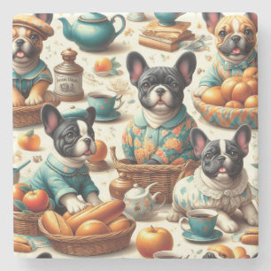 Posavasos De Piedra Bulldog francés vintage sin problemas
