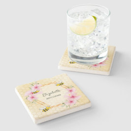 Posavasos De Piedra Bumble abejas honeycomb amarillo humor de diversió
