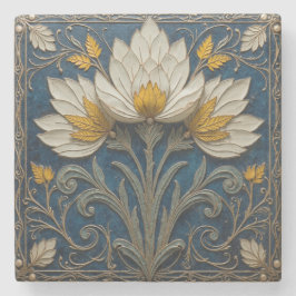 Posavasos De Piedra Buque floral blanco y amarillo estratificado