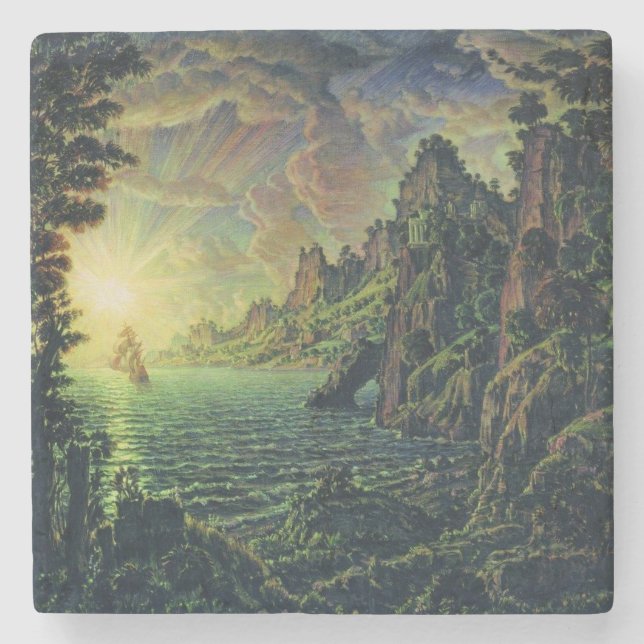 Posavasos De Piedra Buques: Sol nocturno (por Konstantin Bogaevsky) (Anverso)