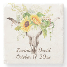 Buquet de cráneo de vaca de girasol rústico Monogr
