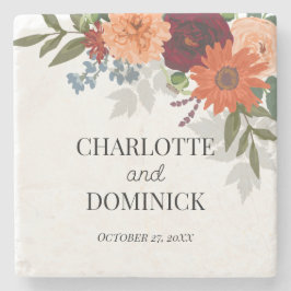 Posavasos De Piedra Burgundy Fall Garden Boda Floral