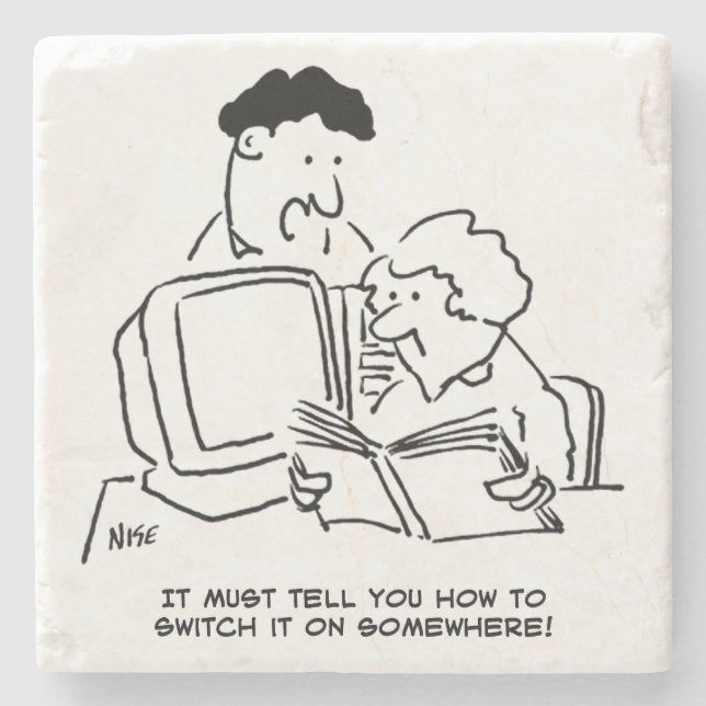 Posavasos De Piedra Buscando cómo encender el equipo (Anverso)
