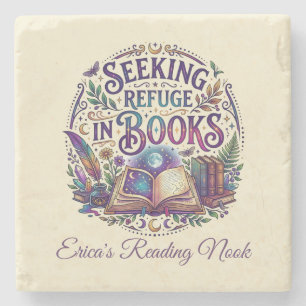 Posavasos De Piedra Buscando refugio en libros Mística Celestial Capri
