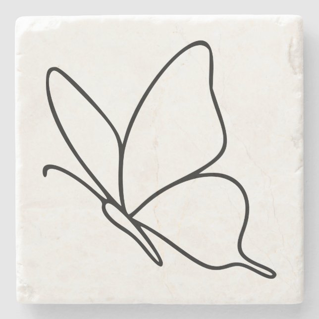 Posavasos De Piedra Butterfly Line Art –  Insect Illustration  (Anverso)