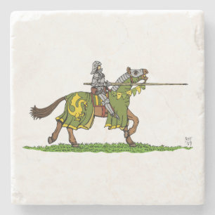 Posavasos De Piedra Caballero medieval cargando