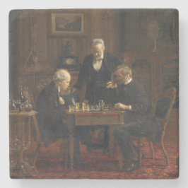 Posavasos De Piedra Caballeros jugando al ajedrez (Thomas Eakins)