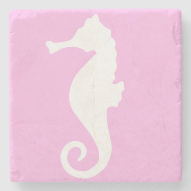 Posavasos De Piedra Caballito de mar rosa (Anverso)