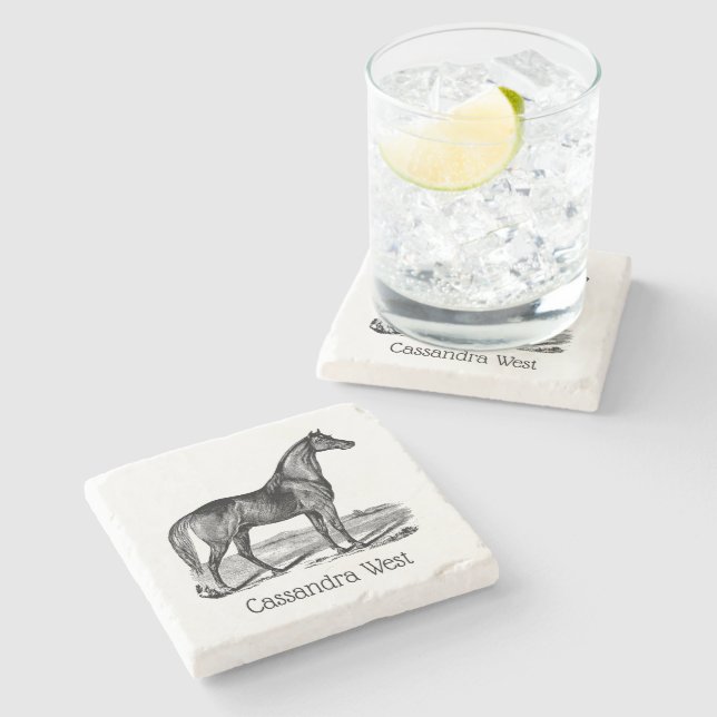 Posavasos De Piedra Caballo Antiguo de Pie (Lateral)