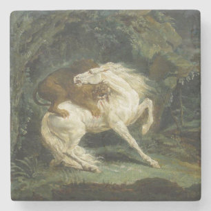 Posavasos De Piedra Caballo atacado por un león (por Théodore Géricaul