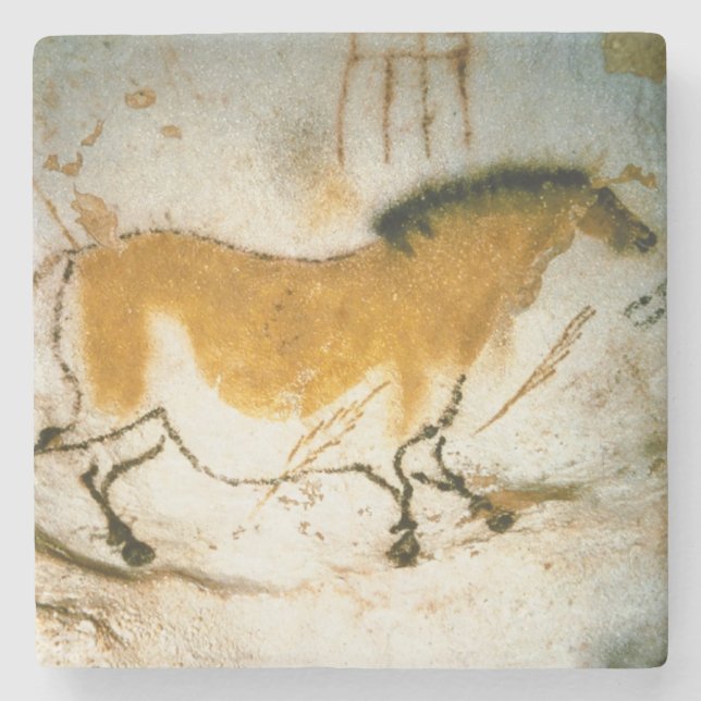 Posavasos De Piedra Caballo chino, pinturas de cavernas prehistóricas  (Anverso)