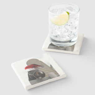 Posavasos De Piedra Caballo con Santa Hat