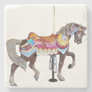 Posavasos De Piedra Caballo de carrusel con cara de payaso pintado de 