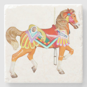 Posavasos De Piedra Caballo de carrusel con pinturas brillantes