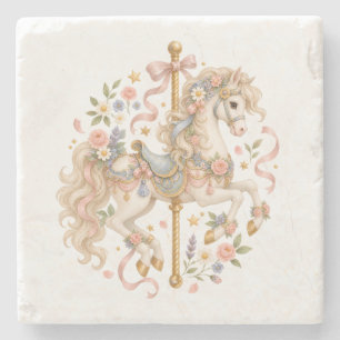 Posavasos De Piedra Caballo de carrusel elegante cuento de hadas franc