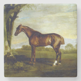 Posavasos De Piedra Caballo de castaño en un paisaje (George Stubbs)