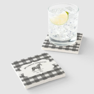 Posavasos De Piedra Caballo de Granja de Buffalo Negro