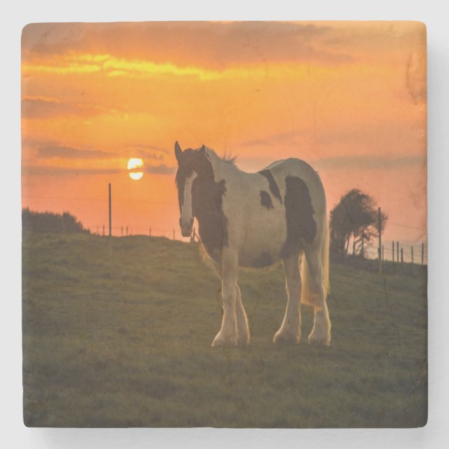 Posavasos De Piedra Caballo del atardecer (Anverso)