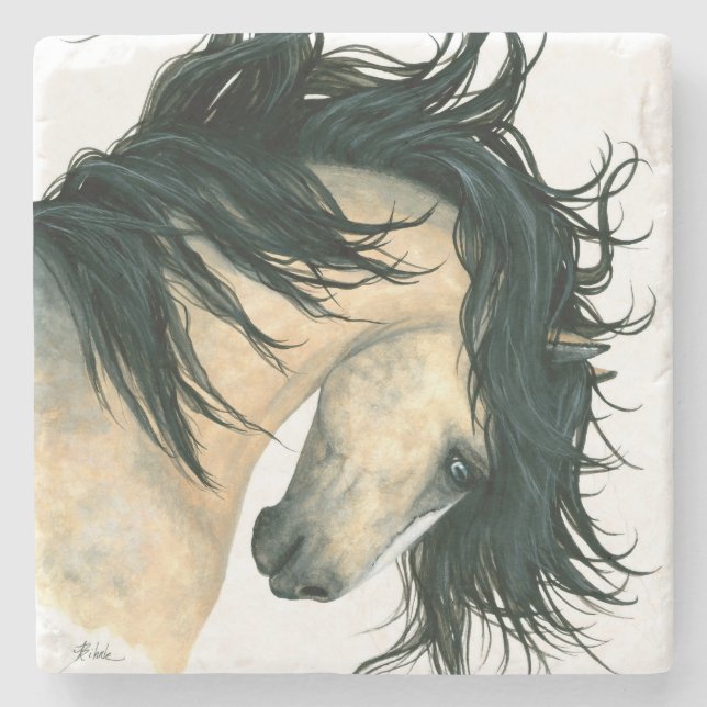 Posavasos De Piedra Caballo majestuoso por Bihrle (Anverso)