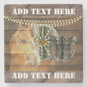 Posavasos De Piedra Caballo Occidental Herradura Caballo Vagón Cowboy 